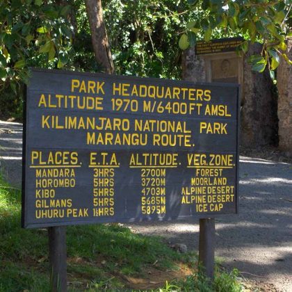 Marangu Gate, Marangu Route